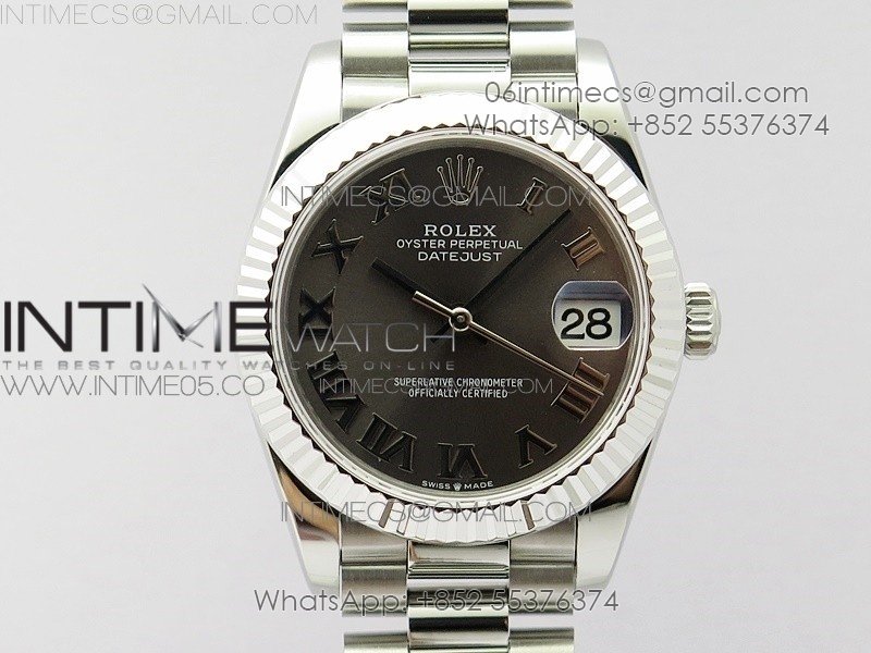 Datejust 31mm 278275 SS BP Best Edition Gray Roman Markers Dial on SS President Bracelet