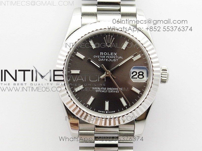 Datejust 31mm 278275 SS BP Best Edition Gray Stick Markers Dial on SS President Bracelet