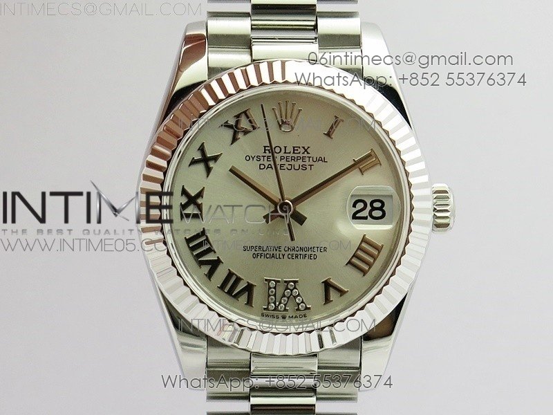 Datejust 31mm 278275 SS BP Best Edition Silver Roman Markers Dial(@6 Crystal Makrer) on SS President Bracelet