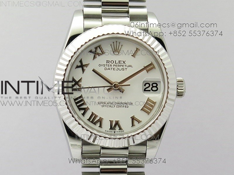 Datejust 31mm 278275 SS BP Best Edition White Roman Markers Dial on SS President Bracelet
