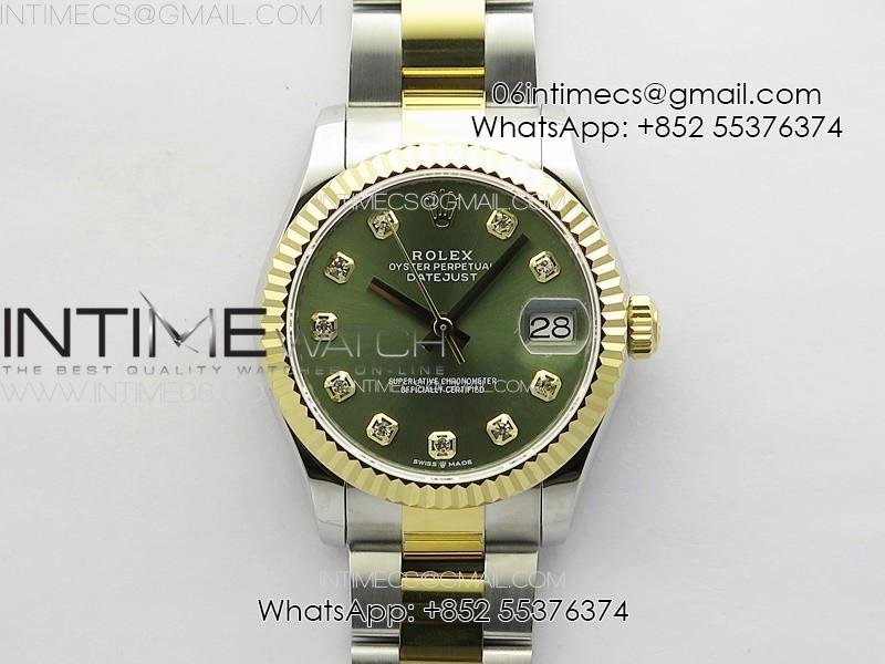 datejust-31mm-72610-ss-yg-apsf-best-edition-green-dial-crystals-markers-on-oyster-bracelet-a2824.jpg DateJust 31mm 72610 SS/YG APSF Best Edition Green Dial Crystals Markers on Oyster Bracelet A2824 - Image 1