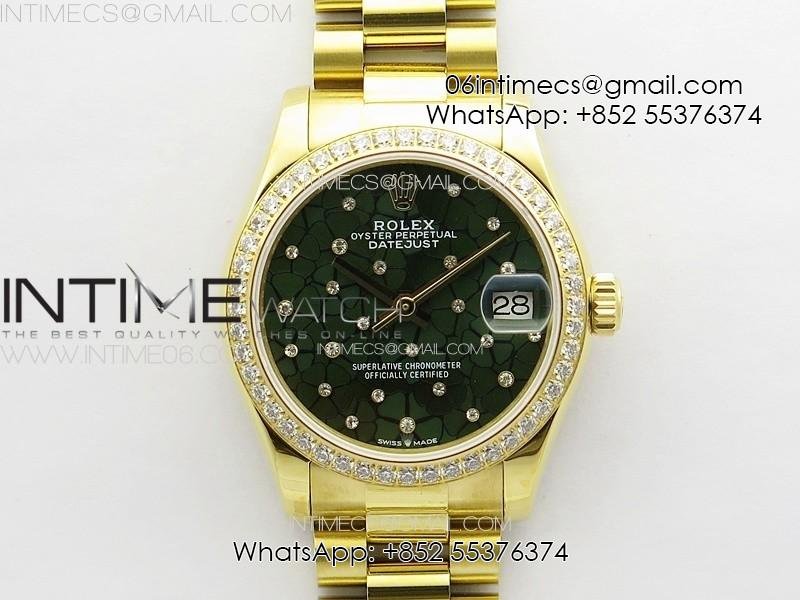 datejust-31mm-yg-apsf-best-edition-green-flowers-crystals-dial-on-president-bracelet-a2824.jpg DateJust 31mm YG APSF Best Edition Green Flowers Crystals Dial on President Bracelet A2824 - Image 1