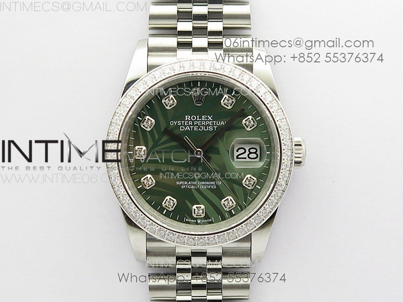 DateJust 36 SS 126233 Diamonds Bezel JDF 1:1 Best Edition New Green Dial on Jubilee SS Bracelet