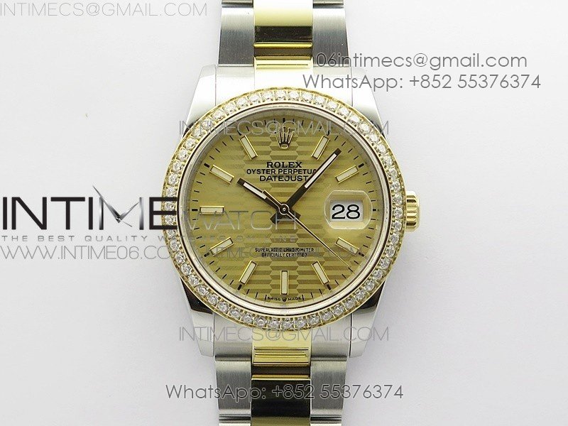 DateJust 36 SS/YG 126283 JDF 1:1 Best Edition New YG Style 2 Dial on Oyster Bracelet