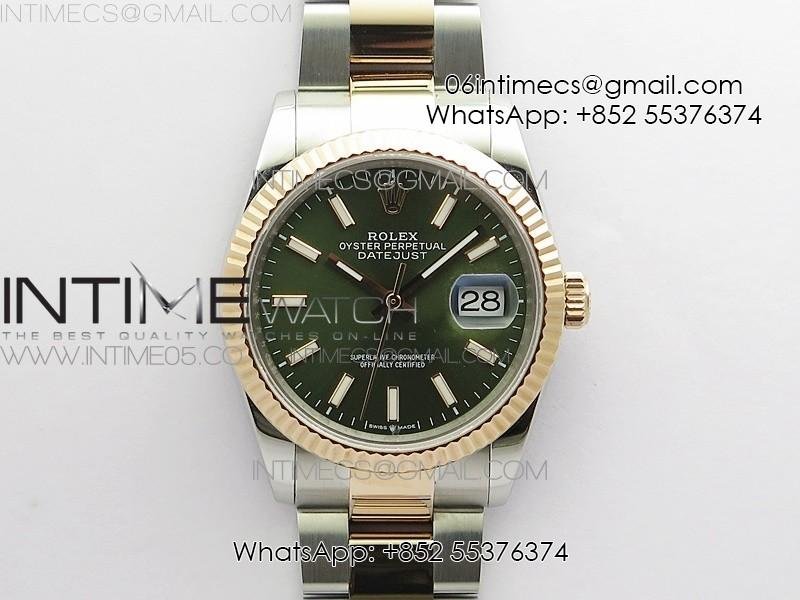 datejust-36mm-116231-ss-rg-bp-1-1-best-edition-green-dial-stick-markers-on-ss-rg-oyster-bracelet-a2824.jpg Datejust 36mm 116231 SS/RG BP 1:1 Best Edition Green Dial Stick Markers On SS/RG Oyster Bracelet A2824 - Image 1