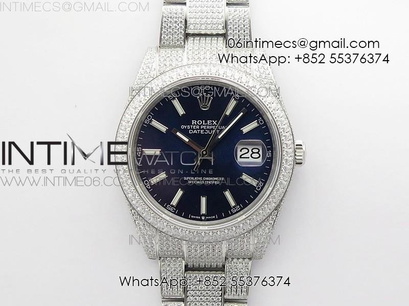 datejust-41-126334-904-full-paved-diamonds-bp-best-edition-blue-dial-sticks-markers-on-oyster-bracelet-a2824.jpg DateJust 41 126334 904 Full Paved Diamonds BP Best Edition Blue Dial Sticks Markers on Oyster Bracelet A2824 - Image 1