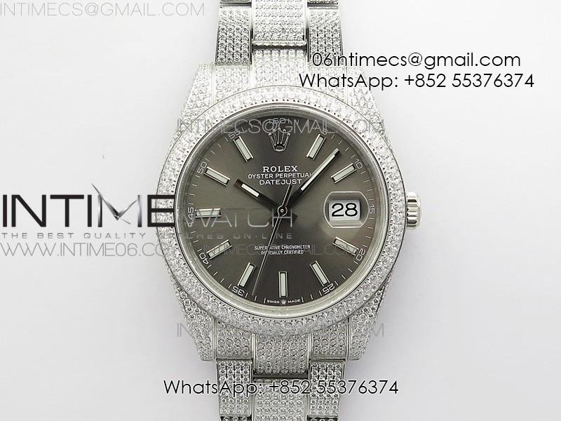 datejust-41-126334-904-full-paved-diamonds-bp-best-edition-gray-dial-sticks-markers-on-oyster-bracelet-a2824.jpg DateJust 41 126334 904 Full Paved Diamonds BP Best Edition Gray Dial Sticks Markers on Oyster Bracelet A2824 - Image 1