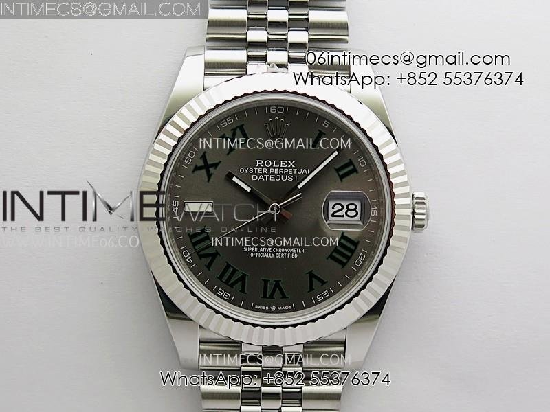 DateJust 41 126334 904L SS V2 VSF 1:1 Best Edition Gray Dial Green Roman Marker On Jubilee Bracelet DD3235
