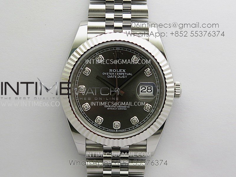 DateJust 41 126334 904L SS V2 VSF 1:1 Best Edition Gray Dial Diamond Marker On Jubilee Bracelet DD3235