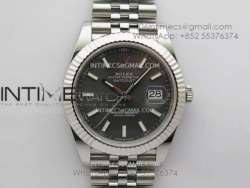 DateJust 41 126334 904L SS V2 VSF 1:1 Best Edition Gray Dial Stick Marker On Jubilee Bracelet DD3235