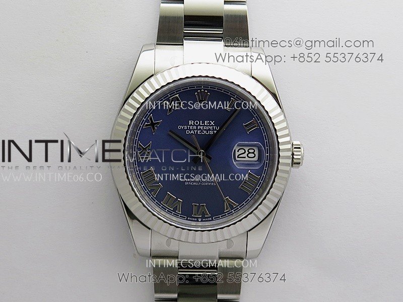 DateJust 41 126334 904L SS VF 1:1 Best Edition Blue Dial Roman Marker On Oyster Bracelet DD3235