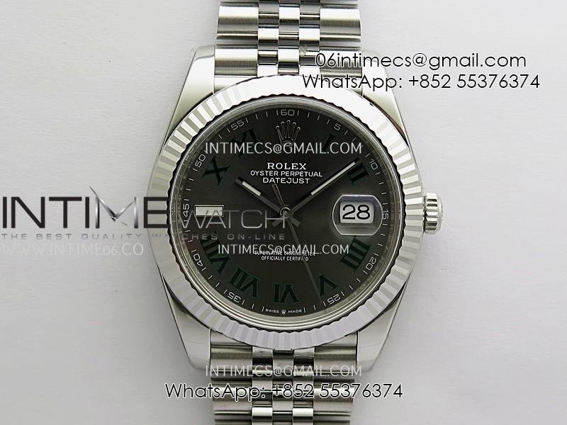 DateJust 41 126334 904L SS VF 1:1 Best Edition Gray Dial Green Roman Marker On Jubilee Bracelet DD3235