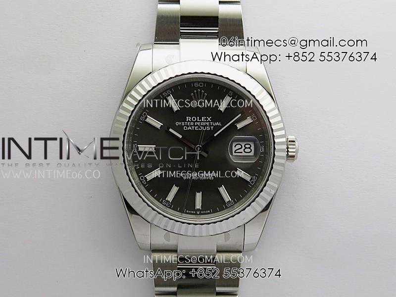 DateJust 41 126334 904L SS VF 1:1 Best Edition Gray Dial Stick Marker On Oyster Bracelet DD3235