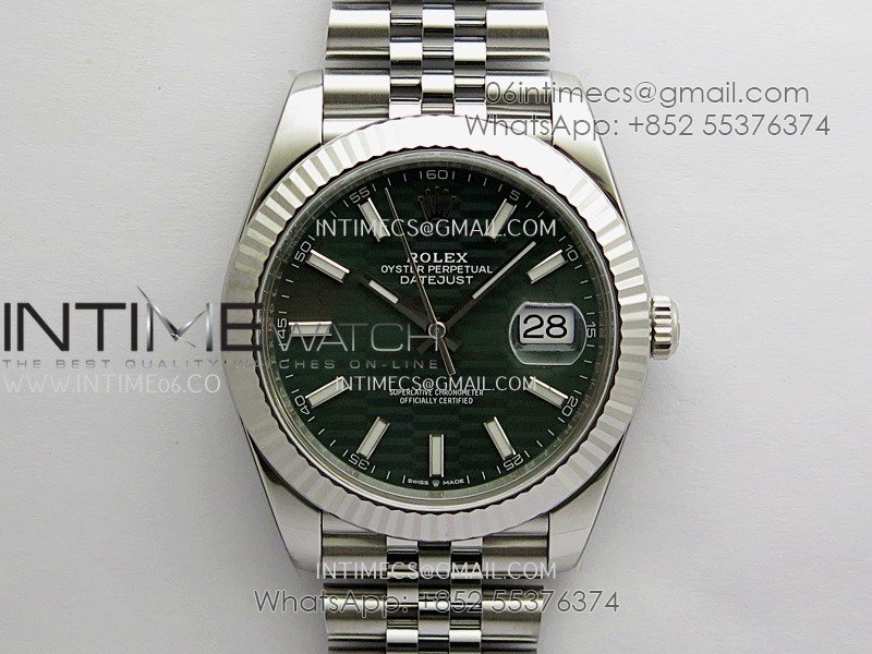 DateJust 41 126334 904L SS VF 1:1 Best Edition Green Fluted Dial Stick Marker On Jubilee Bracelet DD3235