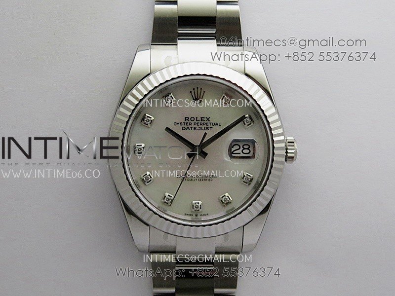 DateJust 41 126334 904L SS VF 1:1 Best Edition White MOP Dial Daimond Marker On Oyster Bracelet DD3235