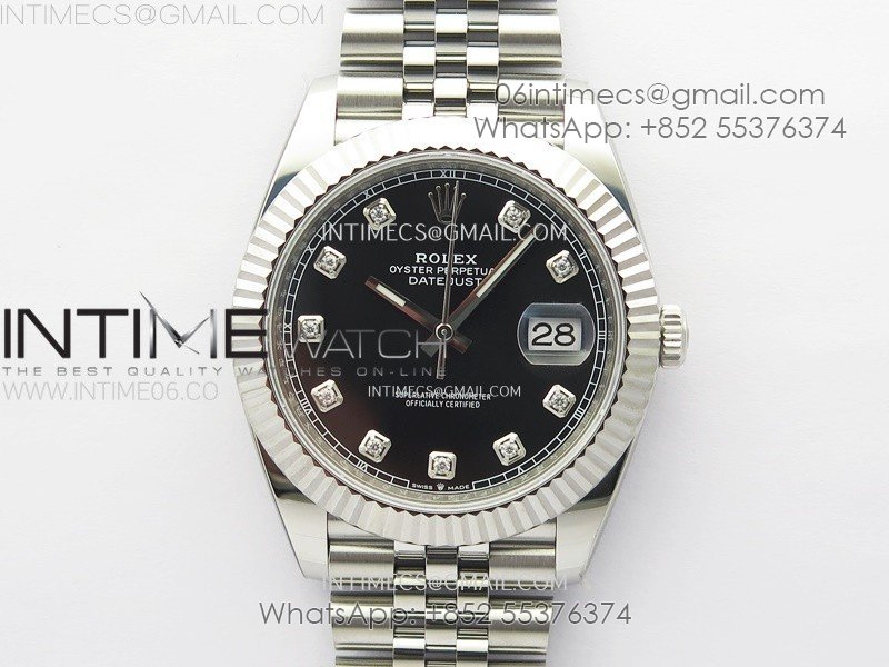 DateJust 41 126334 904L Steel NTF 1:1 Best Edition Black Dial Crystals Makers on Jubilee Bracelet VR3235