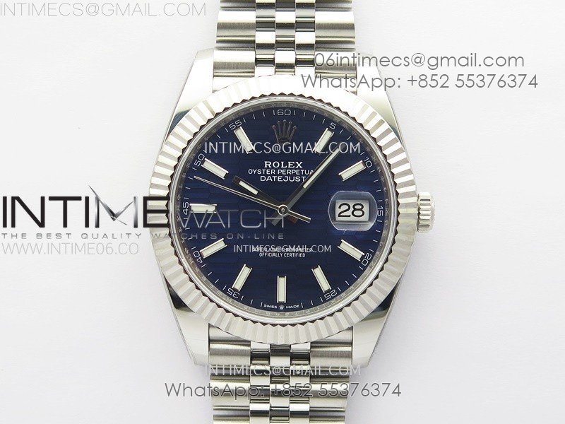 DateJust 41 126334 904L Steel NTF 1:1 Best Edition Blue Fluted Dial on Jubilee Bracelet VR3235