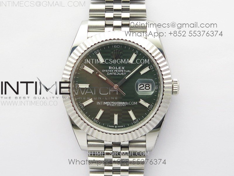 DateJust 41 126334 904L Steel NTF 1:1 Best Edition Green Fluted Dial on Jubilee Bracelet VR3235