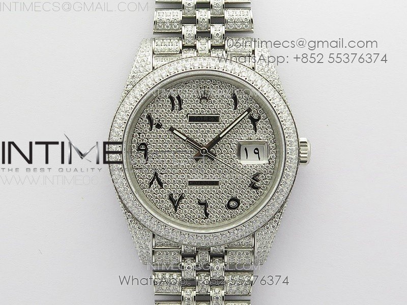 DateJust 41 126334 Full Paved Diamonds BP Best Edition Diamond Dial Arabic Markers on Jubilee Bracelet A2824