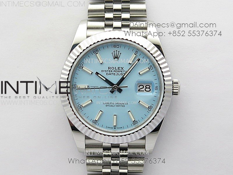 DateJust 41 126334 SS BP 1:1 Best Edition Ice Blue Dial on Jubilee Bracelet