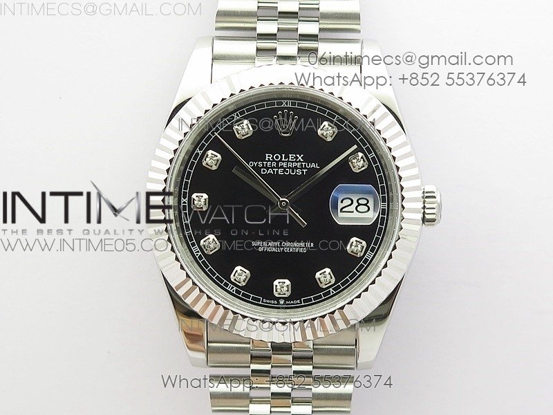 DateJust 41 126334 SS BP 1:1 Best Edition New Version Black Crystal Markers Dial on Jubilee Bracelet