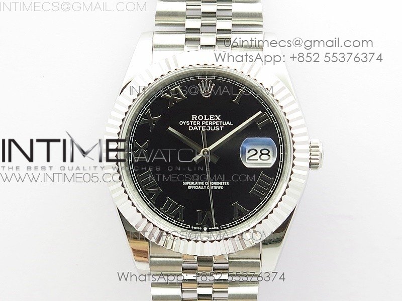 DateJust 41 126334 SS BP 1:1 Best Edition New Version Black Roman Markers Dial on Jubilee Bracelet
