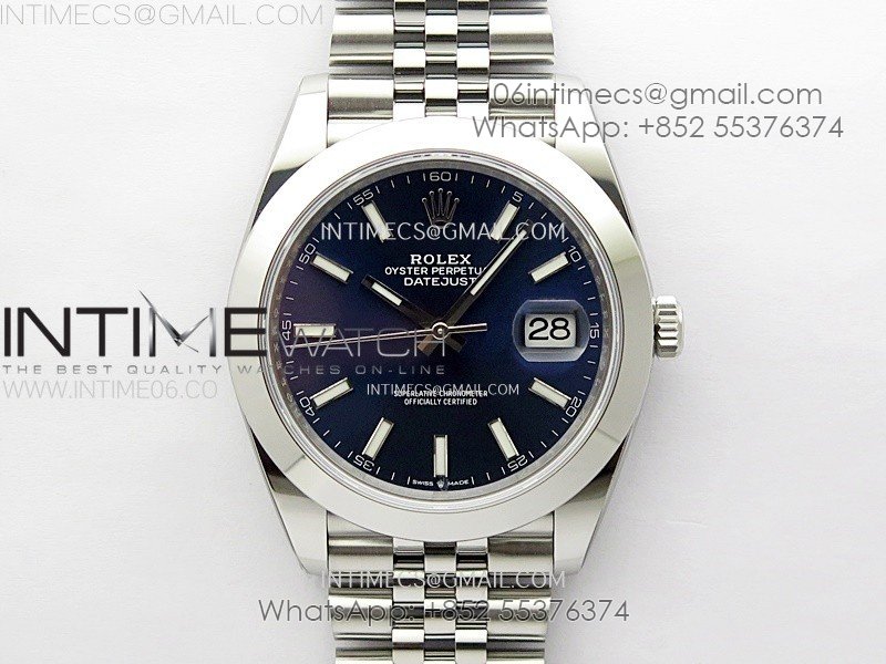 DateJust 41mm 126300 904 SS AR+F V2 1:1 Best Edition Blue Dial Sticks Markers on Jubilee Bracelet SH3235