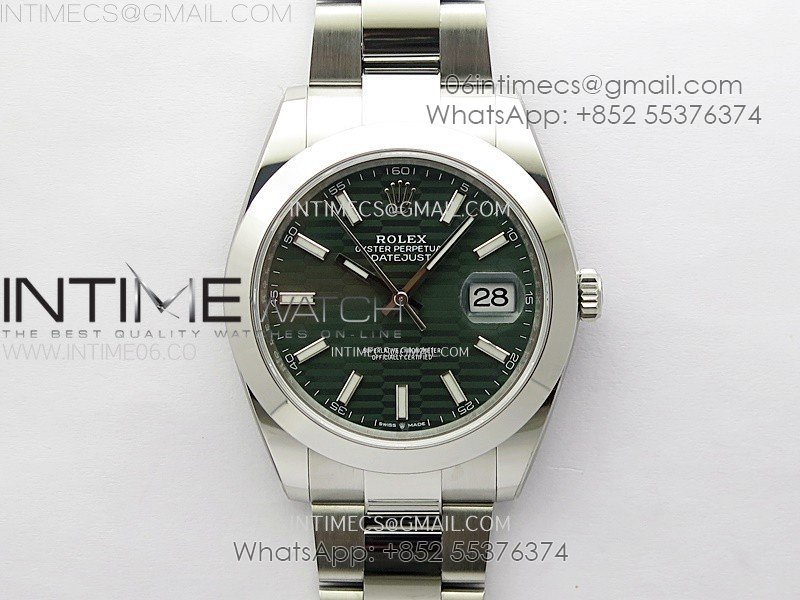 DateJust 41mm 126300 904 SS AR+F V2 1:1 Best Edition Fluted Green Dial Stick Markers on Oyster Bracelet SH3235