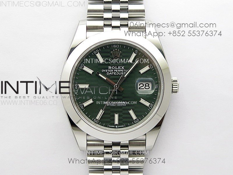 DateJust 41mm 126300 904 SS AR+F V2 1:1 Best Edition Fluted Green Dial Sticks Markers on Jubilee Bracelet SH3235