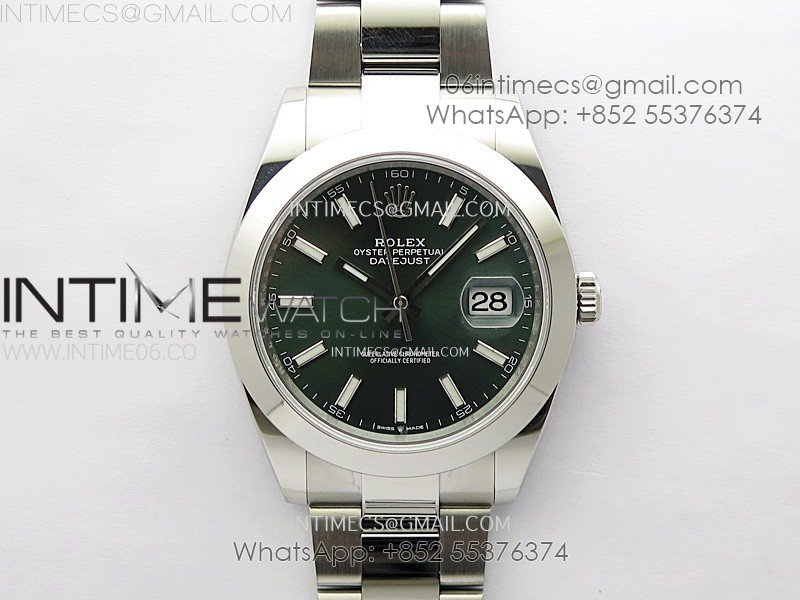 DateJust 41mm 126300 904 SS AR+F V2 1:1 Best Edition Green Dial Stick Markers on Oyster Bracelet SH3235