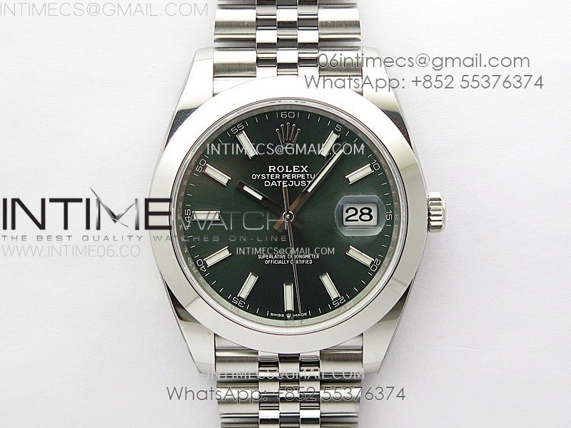 DateJust 41mm 126300 904 SS AR+F V2 1:1 Best Edition Green Dial Sticks Markers on Jubilee Bracelet SH3235