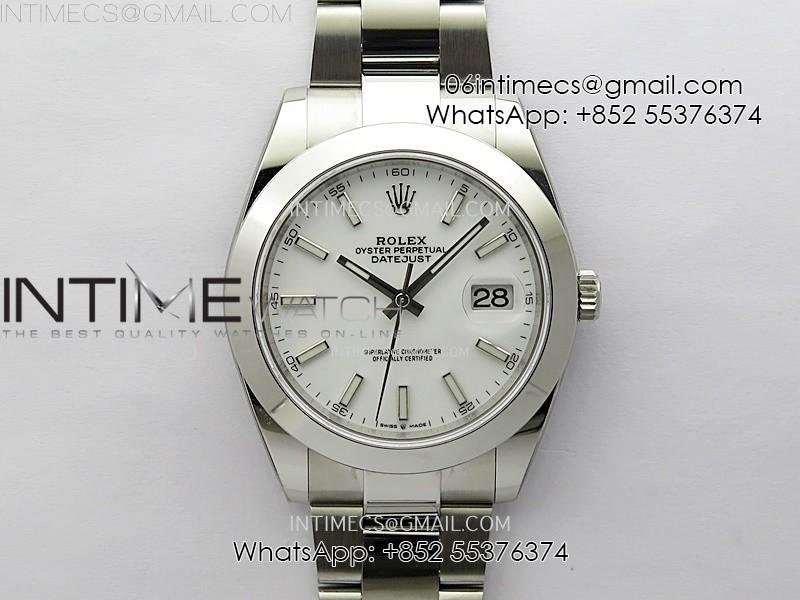 DateJust 41mm 126300 904 SS AR+F V2 1:1 Best Edition White Dial Sticks Markers on Oyster Bracelet SH3235