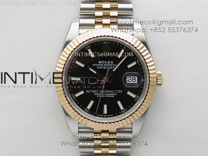 DateJust 41mm 126331 904 SS/RG AR+F 1:1 Black Dial Stick Markers On SS/RG Jubilee Bracelet SH3235 V2