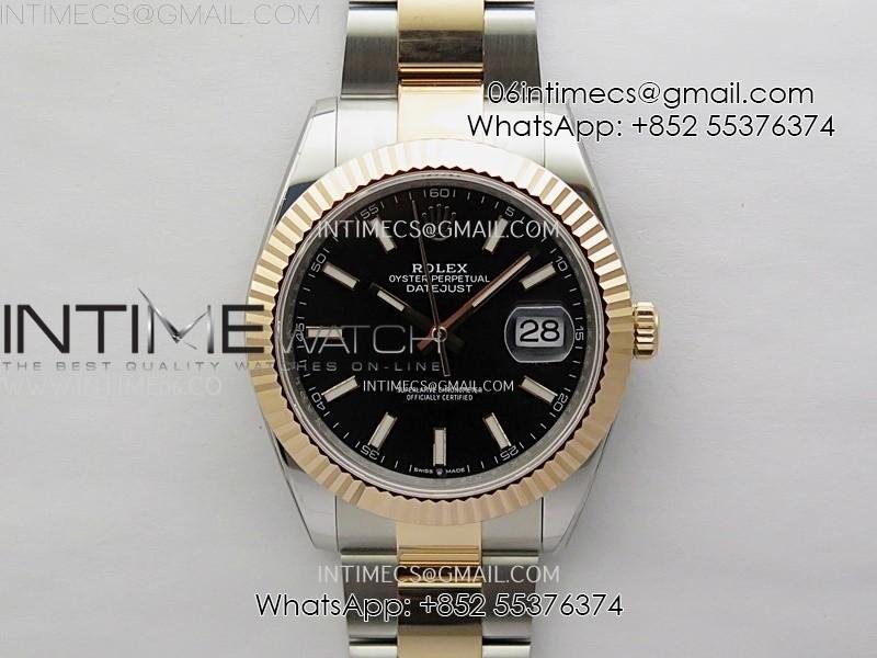 DateJust 41mm 126331 904 SS/RG AR+F 1:1 Black Dial Stick Markers On SS/RG Oyster Bracelet SH3235 V2