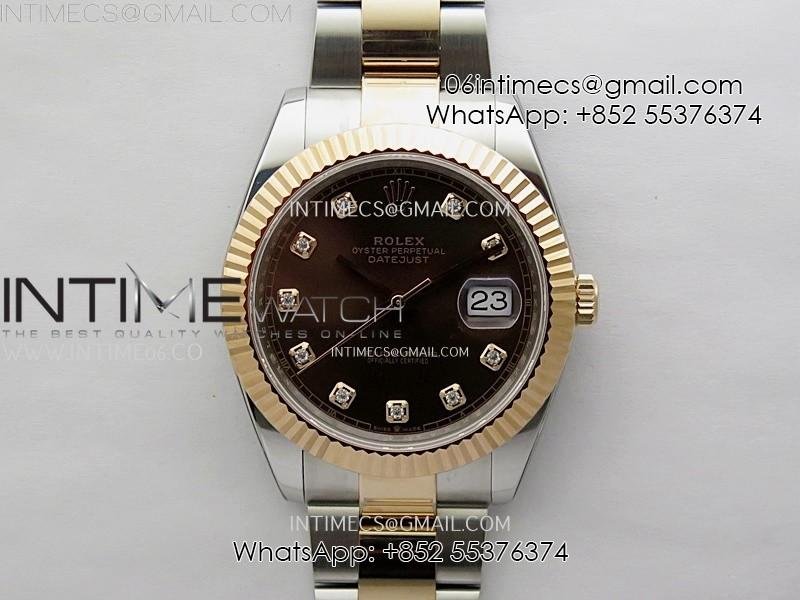 DateJust 41mm 126331 904 SS/RG AR+F 1:1 Brown Dial Diamond Markers On SS/RG Oyster Bracelet SH3235 V2