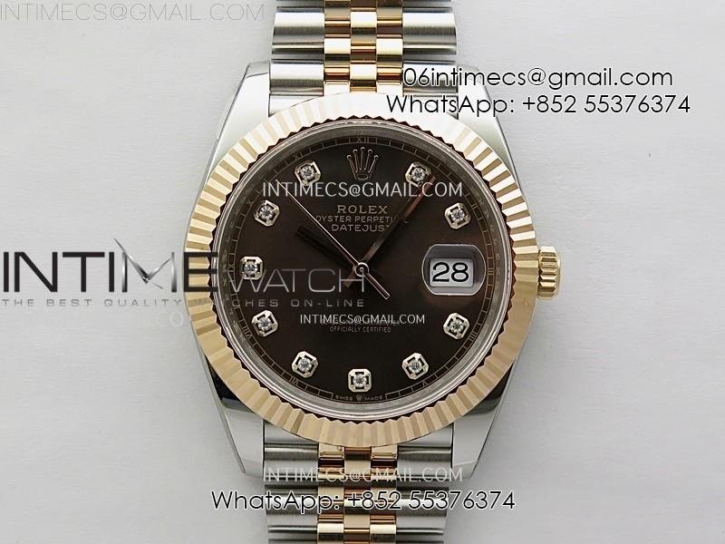 DateJust 41mm 126331 904 SS/RG AR+F 1:1 Brown Dial Diamonds Markers On SS/RG Jubilee Bracelet SH3235 V2
