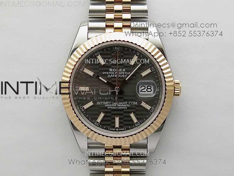 DateJust 41mm 126331 904 SS/RG AR+F 1:1 Fluted Gray Dial Stick Markers On SS/RG Jubilee Bracelet SH3235 V2