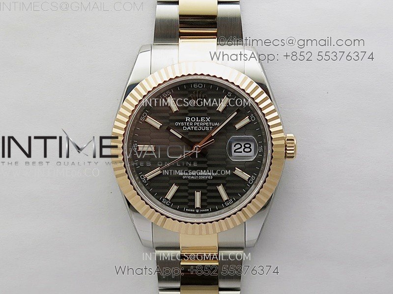 DateJust 41mm 126331 904 SS/RG AR+F 1:1 Fluted Gray Dial Stick Markers On SS/RG Oyster Bracelet SH3235 V2