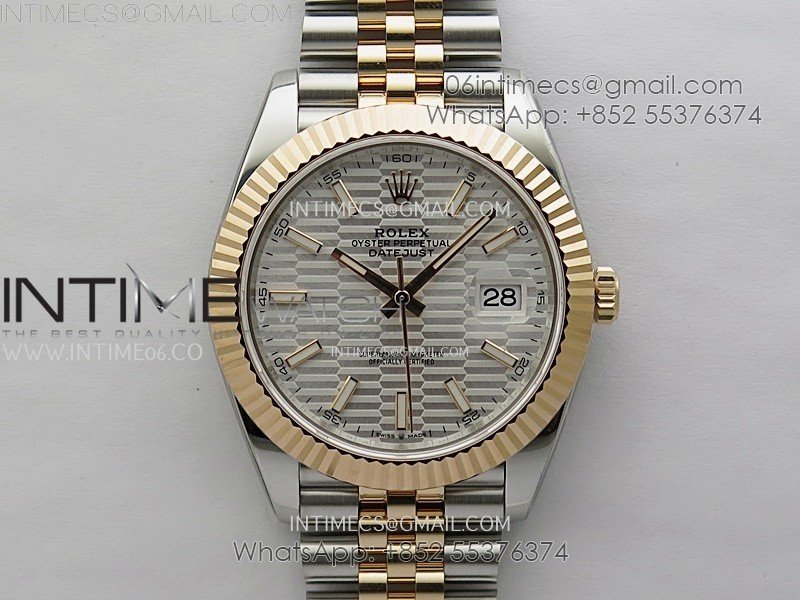 DateJust 41mm 126331 904 SS/RG AR+F 1:1 Fluted Silver Dial Stick Markers On SS/RG Jubilee Bracelet SH3235 V2