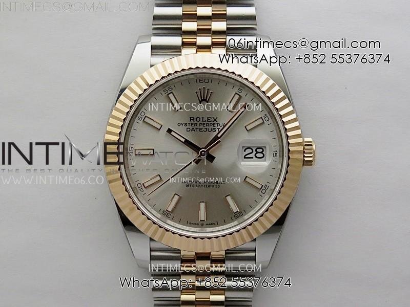 DateJust 41mm 126331 904 SS/RG AR+F 1:1 Silver Dial Stick Markers On SS/RG Jubilee Bracelet SH3235 V2
