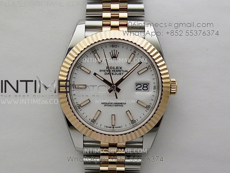 DateJust 41mm 126331 904 SS/RG AR+F 1:1 White Dial Stick Markers On SS/RG Jubilee Bracelet SH3235 V2