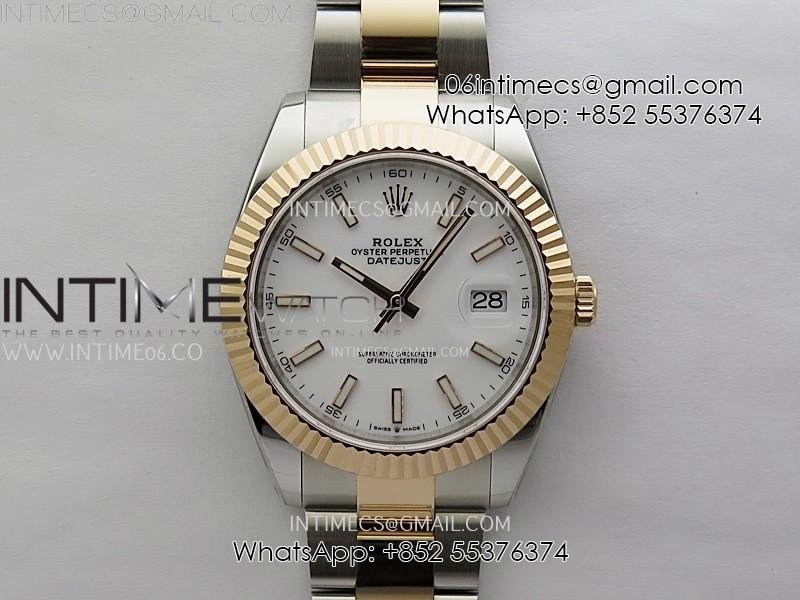 DateJust 41mm 126331 904 SS/RG AR+F 1:1 White Dial Stick Markers On SS/RG Oyster Bracelet SH3235 V2