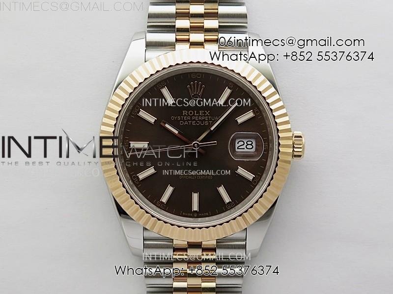 DateJust 41mm 126331 904 SS/RG AR+F 1:1 Brown Dial Stick Markers On SS/RG Jubilee Bracelet SH3235 V2
