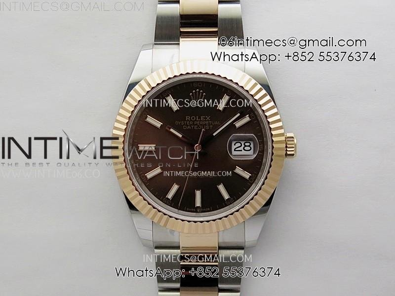 DateJust 41mm 126331 904 SS/RG AR+F 1:1 Brown Dial Sticks Markers On SS/RG Oyster Bracelet SH3235  V2