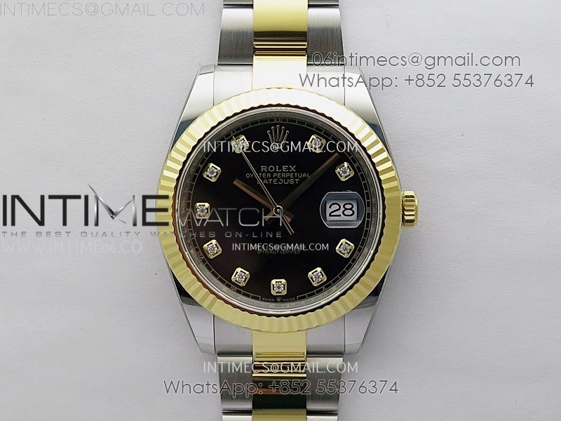 DateJust 41mm 126333 904 SS/YG AR+F 1:1 Black Dial Diamond Markers On SS/YG Oyster Bracelet SH3235 V2