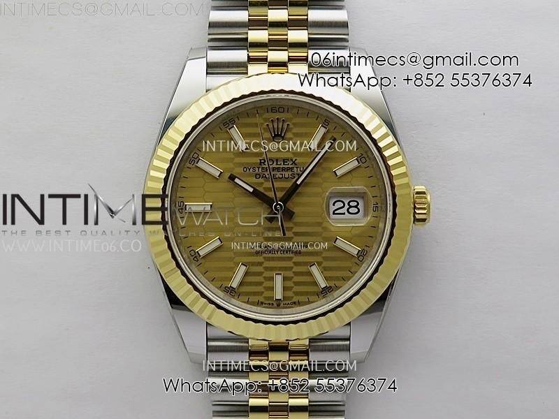 DateJust 41mm 126333 904 SS/YG AR+F 1:1 Fluted Gold Dial Stick Markers On SS/YG Jubilee Bracelet SH3235 V2