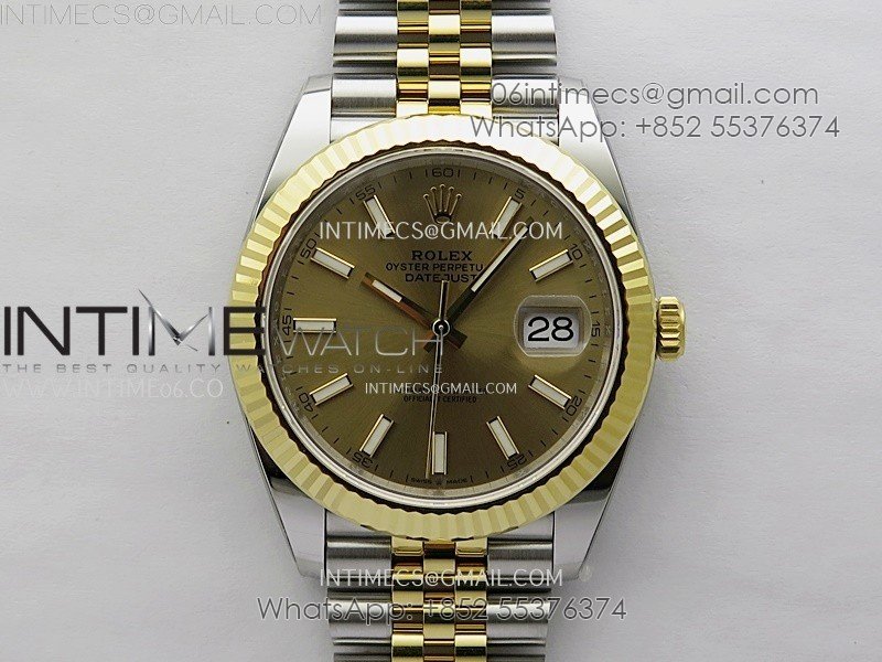 DateJust 41mm 126333 904 SS/YG AR+F 1:1 Gold Dial Stick Markers On SS/YG Jubilee Bracelet SH3235 V2