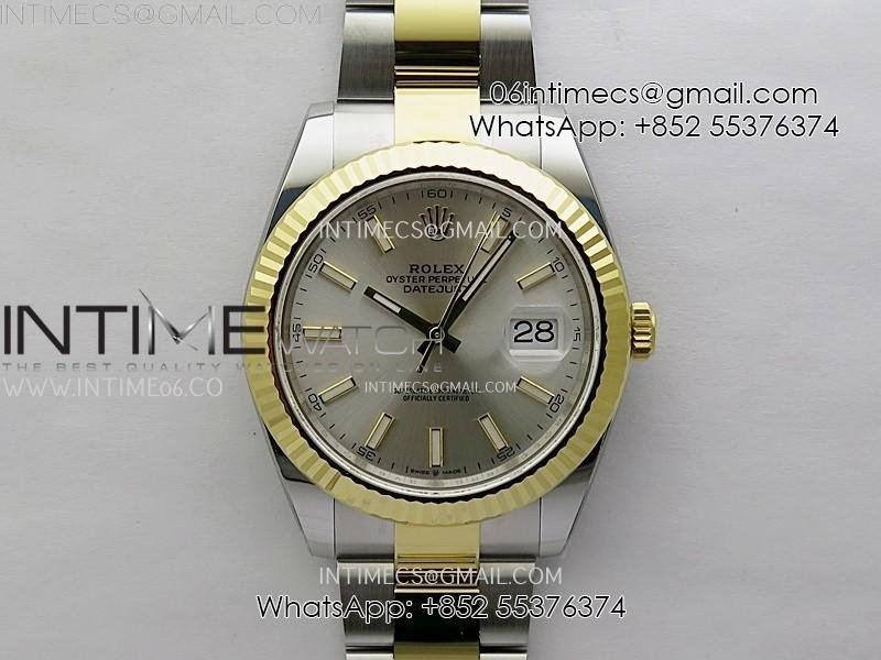DateJust 41mm 126333 904 SS/YG AR+F 1:1 Silver Dial Stick Markers On SS/YG Oyster Bracelet SH3235 V2