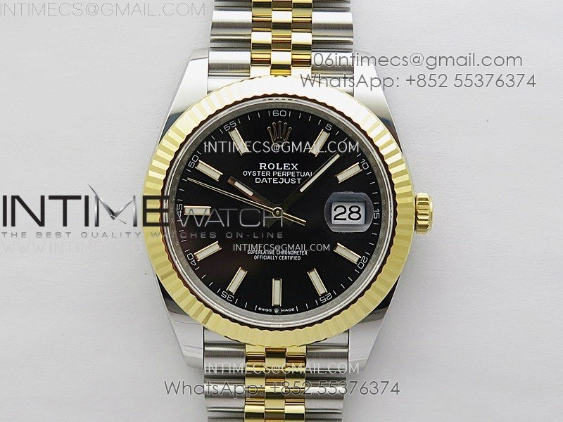 DateJust 41mm 126333 904 SS/YG AR+F 1:1 Black Dial Stick Markers On SS/YG Jubilee Bracelet SH3235 V2
