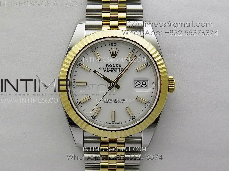 DateJust 41mm 126333 904 SS/YG AR+F 1:1 White Dial Stick Markers On SS/YG Jubilee Bracelet SH3235 V2